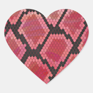 Pegatina En Forma De Corazón Impresión negra y roja de serpientes