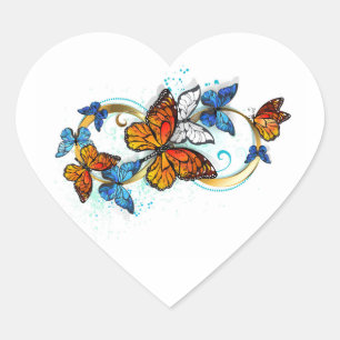 Pegatina En Forma De Corazón Infinidad de mariposas monarca
