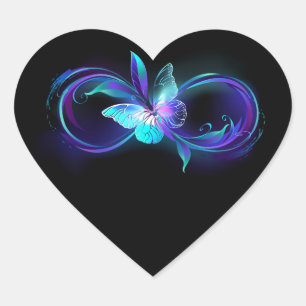 Pegatina En Forma De Corazón Infinito brillante con mariposa mágica