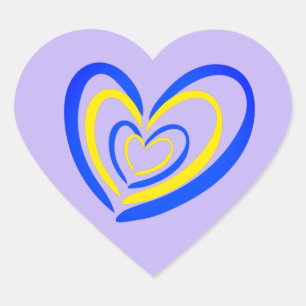 Pegatina En Forma De Corazón Inspiración en el corazón azul y amarillo en la la