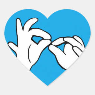 Pegatina En Forma De Corazón INTERPRETE DEL Lenguaje Rótulo Americano ASL