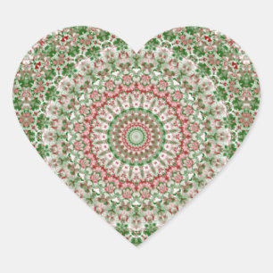 Pegatina En Forma De Corazón Intrincado Boho ecléctico Hippie Xmas Mandala