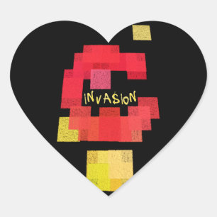 Pegatina En Forma De Corazón Invasores vs Tetris