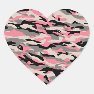 PEGATINA EN FORMA DE CORAZÓN INVIERNO PINK CAMO