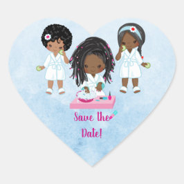 Pegatina En Forma De Corazón Invitación de la fiesta afroamericana de spa
