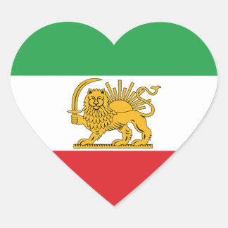 Pegatina En Forma De Corazón Iran Flag Lion And Sun Shah of Iran Flag
