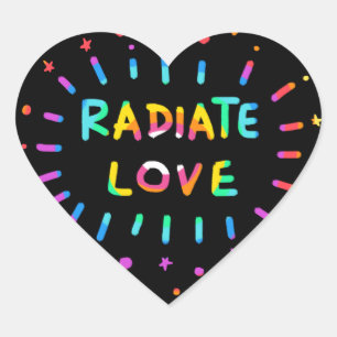 Pegatina En Forma De Corazón Irradie la pintura colorida del arco iris del amor