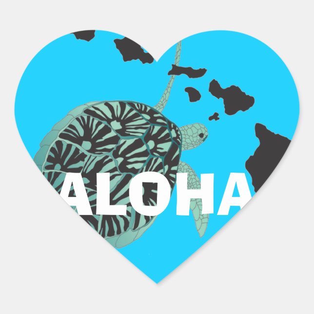 Pegatina En Forma De Corazón Islas Hawai Aloha (Anverso)