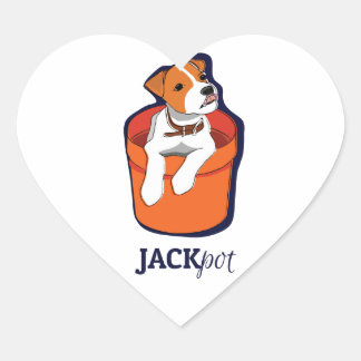 Pegatina En Forma De Corazón "Jackpot" Jack Russell Terrier