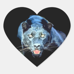 Pegatina En Forma De Corazón Jaguar - Pegatina del corazón de pantera negra