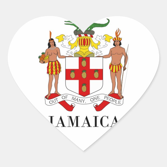 Pegatina En Forma De Corazón JAMAICA - símbolo/escudo de armas/bandera/colores/ (Anverso)