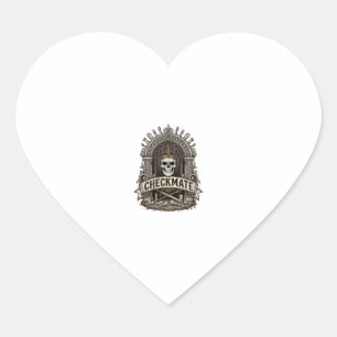 Pegatina En Forma De Corazón Jaque Mate Rey Calavera Ajedrez Vintage