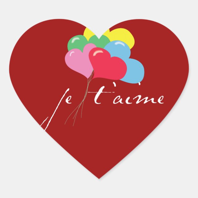 Pegatina En Forma De Corazón Je' taime (te amo) (Anverso)