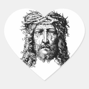 Pegatina En Forma De Corazón Jefe de Jesucristo