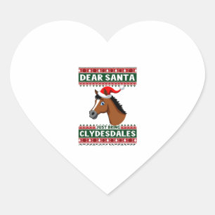 Pegatina En Forma De Corazón Jersey de Navidad feo de caballo Clydesdale Eques