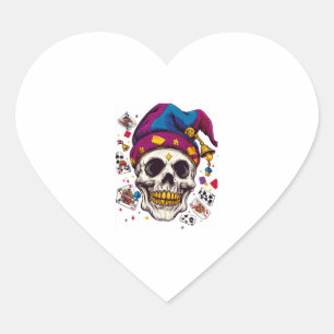 Pegatina En Forma De Corazón Jester Skull Trickster