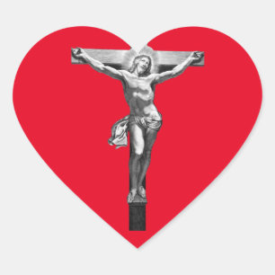 Pegatina En Forma De Corazón Jesús Crítico Cruz de la fe cristiana ARTE de la B