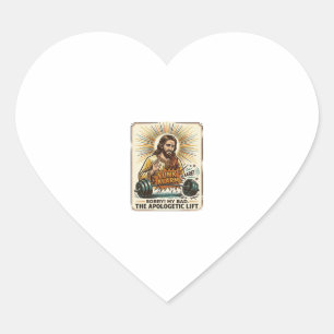 Pegatina En Forma De Corazón Jesús Dejando Caer Pesas Pesadas Fuertemente Gimna