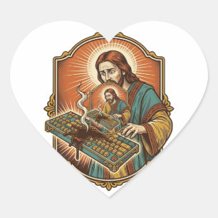 Pegatina En Forma De Corazón Jesús derrama café en teclado mecánico tecnología 