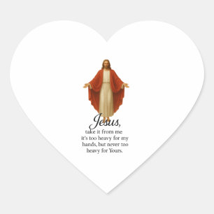 Pegatina En Forma De Corazón Jesús en Rojo y Blanco