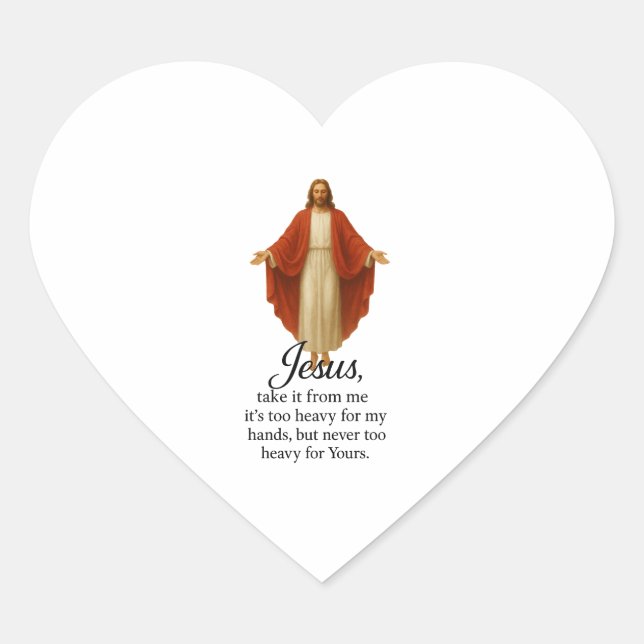 Pegatina En Forma De Corazón Jesús en Rojo y Blanco (Anverso)