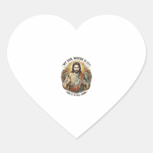 Pegatina En Forma De Corazón Jesús Jarra De Cerveza Vacía Rota Cantinero Bebien