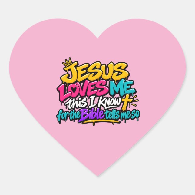 Pegatina En Forma De Corazón Jesús me ama (Anverso)