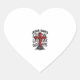 Pegatina En Forma De Corazón Jesús Salva Camiseta Callejera Cristiana Cruz Vint