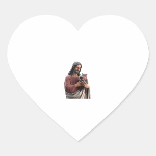Pegatina En Forma De Corazón Jesús sostiene el Moo Deng el Pigmeo Hippo Arte Cl