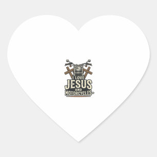 Pegatina En Forma De Corazón Jesús y motocicletas diseño de ciclista cristiano 