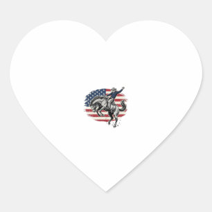 Pegatina En Forma De Corazón Jinete de Caballo Vaquero Patriótico Rodeo Antiguo
