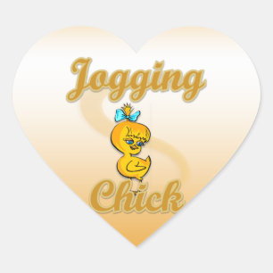 Pegatina En Forma De Corazón Jogging Chick