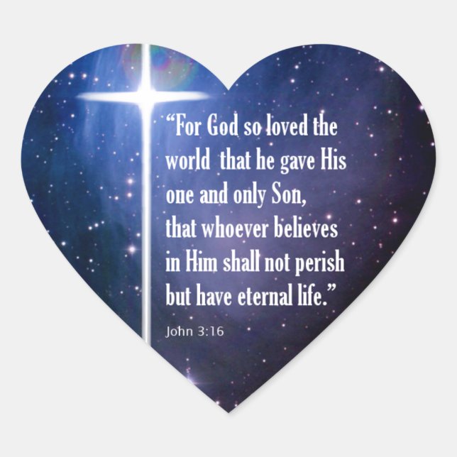 Pegatina En Forma De Corazón Juan 3:16 (Anverso)