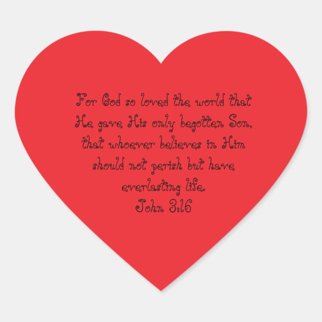 Pegatina En Forma De Corazón Juan 3:16 (Anverso)