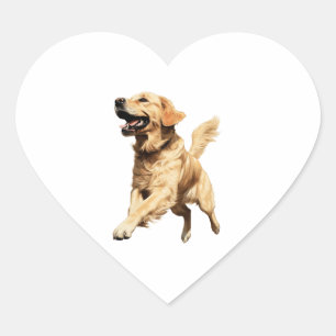 Pegatina En Forma De Corazón Jugador de Golden Retriever Puppy - Alegre Mascota