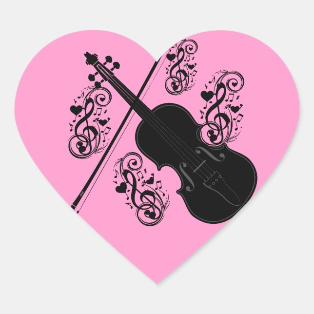 Pegatina En Forma De Corazón Juguemos, violín_ (Anverso)