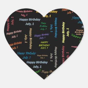 Pegatina En Forma De Corazón Julio, 1 Pegatina de cumpleaños