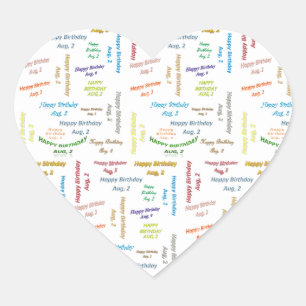 Pegatina En Forma De Corazón Julio, 2 Pegatina de cumpleaños