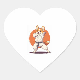 Pegatina En Forma De Corazón Karate Corgi � perro de artes marciales