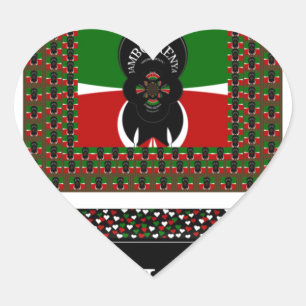 Pegatina En Forma De Corazón Karibu Kenia: Vibrante bandera nacional colorea Ha