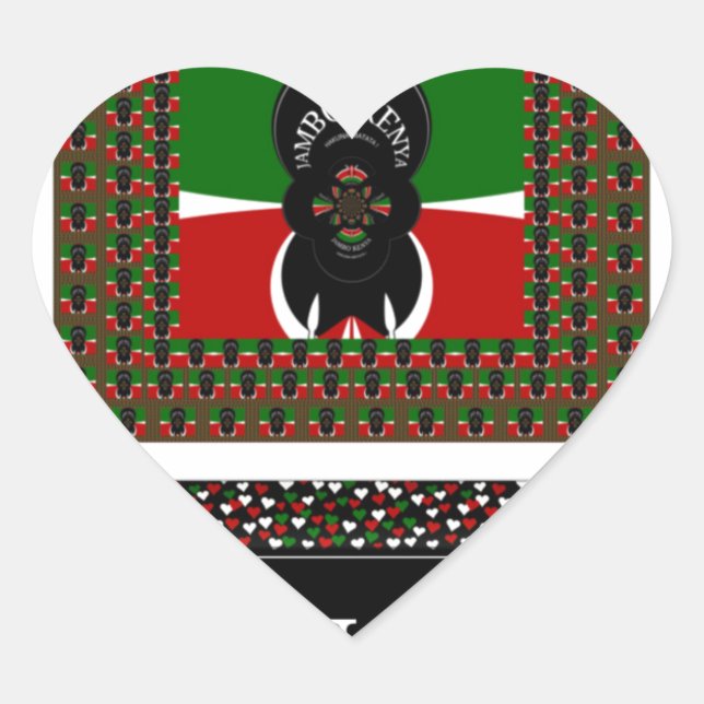 Pegatina En Forma De Corazón Karibu Kenia: Vibrante bandera nacional colorea Ha (Anverso)