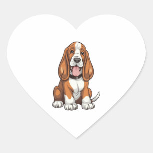 Pegatina En Forma De Corazón Kawaii Basset Hound Puppy