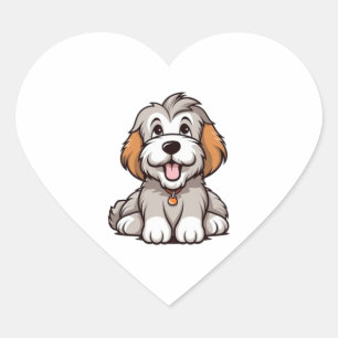 Pegatina En Forma De Corazón Kawaii Beared Collie Puppy