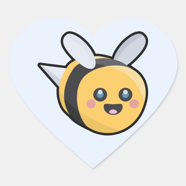 Pegatina En Forma De Corazón Kawaii Bee (Anverso)