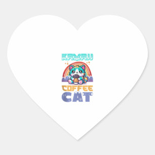Pegatina En Forma De Corazón Kawaii Coffee Cat Adorable Anime Style
