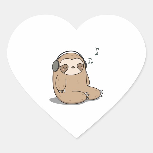 Pegatina En Forma De Corazón Kawaii Escuche Música Con Leche (Anverso)