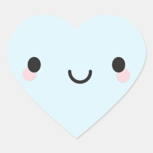 Pegatina En Forma De Corazón Kawaii Happy Face