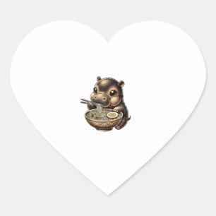 Pegatina En Forma De Corazón Kawaii Ramen Anime Vintage Kawaii Moo Deng Japanes
