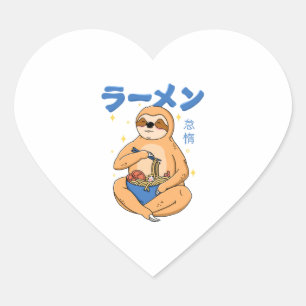 Pegatina En Forma De Corazón Kawaii Sloth Ramen