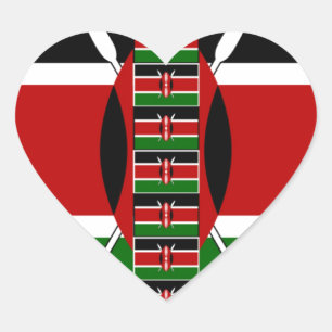 Pegatina En Forma De Corazón Kenya Seamless Flags Borde tramas de arte